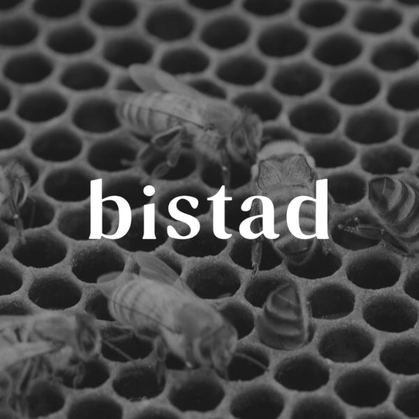 BISTAD logo foran en lille flok bier